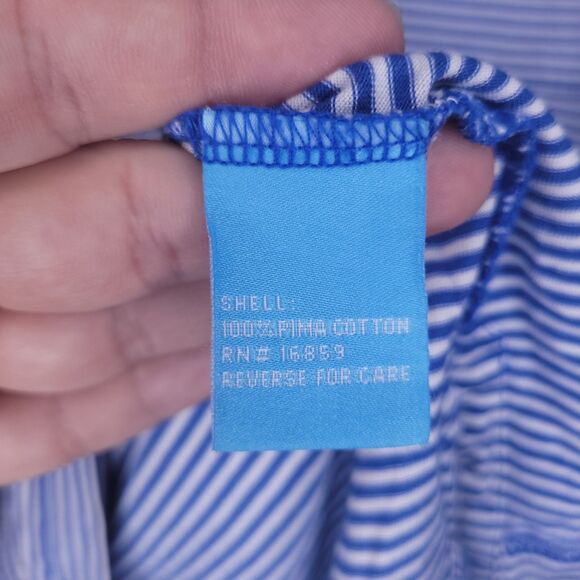 J Mclaughlin Polo Shirt Mens Large Striped Blue, White Pima Cotton Golf - Picture 10 of 11